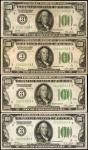 Lot of (8) Fr. 2150-C. 1928 $100 Federal Reserve Note. Philadelphia. Very Fine.