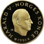 NORWAY. 1500 Kroner, 1992. Kongsberg Mint. Harald V. NGC PROOF-67 Ultra Cameo.