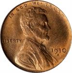 1910-S Lincoln Cent. MS-65 RD (PCGS). OGH.