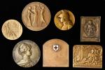 WORLD WAR I MEDALS. Austria - Belgium - France. Group of Bronze Medals and Plaques (12 Pieces), 1914