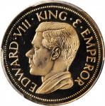GREAT BRITAIN. Gold Fantasy Sovereign, "1936". Edward VIII. PCGS PROOF-66 Deep Cameo Gold Shield.