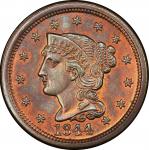 1844 Braided Hair Cent. Newcomb-5. Rarity-1. Mint State-64 RB (PCGS).