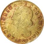 COLOMBIA. 8 Escudos, 1830-UR. Popayan Mint. PCGS Genuine--Scratch, VF Details.