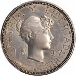 CUBA. Peso, 1897. Gorham Mint. PCGS Genuine--Cleaned, AU Details Gold Shield.