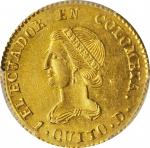 ECUADOR. 2 Escudos, 1835-QUITO GJ. Quito Mint. PCGS MS-61 Gold Shield.