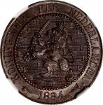NETHERLANDS. 2-1/2 Cents, 1884. Utrecht Mint. William III. NGC MS-63 Brown.