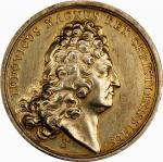 1693 Louis XIV / Felicitas Domus Augustae Medal. As Betts-75. Gilt silver or vermeil, 40.9 mm. AU De