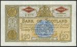 Bank of Scotland, £20, 2 October 1963, serial number 8/G 4725, brown on pale orange underprint, arms
