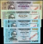 BANGLADESH. Lot of (4). Bangladesh Bank. 100, 500 & 1000 Taka, 2011-21. P-57gs, 57hs, 58f2s & 59gs. 