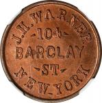 New York--New York. 1862 James H. Warner. Fuld-630CA-1a. Rarity-7. Copper. Plain Edge. MS-65 RB (NGC