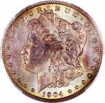 1884及1904-S美国摩根银元一对，均PCGS MS63，带包浆