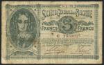 x Societe Generale de Belgique, 5 francs, 5 January 1915, serial number C 296902, olive green on gre