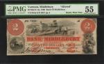 Middlebury, Vermont. Bank of Middlebury. March 1st, 1860. $2. PMG About Uncirculated 55. Altered.