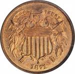 1871 Two-Cent Piece. Proof-66 RD (NGC).