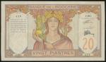 Banque De L Indochine, 20 Piastres, ND (1928-1931), serial number J.181 478, watermark of old man at