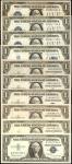 Lot of (10) $1 Silver Certificates. Extremely Fine to Gem Uncirculated.