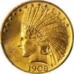 1908 Indian Eagle. Motto. MS-62 (PCGS).