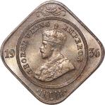 British India, copper nickel 2 annas, 1936(b), Bombay mint, diamond shaped, (Prid-903), PCGS MS64, c