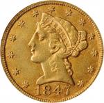 1847 Liberty Head Half Eagle. EF-40 (NGC). CAC--Gold Label. OH.