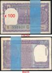 India; 1975, "Government of India", banknote 1 Rupee approximate 100pcs., P.#77p, consecutive sn. S/