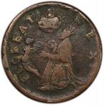 Undated (ca. 1652-1674) St. Patrick Farthing. Martin 1c.18-Ba.17, W-11500. Rarity-6+. Copper. Nothin