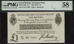 Treasury Series, John Bradbury, £1, ND (1914), serial number E1/32 71265, (EPM T11.2, Pick 349a), in