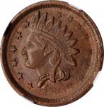 1863 Indian Head / NOT ONE CENT J G W. Fuld-93/362 a. Rarity-2. Copper. Plain Edge. MS-64 BN (NGC).