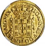 BRAZIL. 4000 Reis, 1723-R. Rio de Janeiro Mint. Joao V (1706-50). NGC MS-64+.