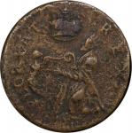 Undated (ca. 1652-1674) St. Patrick Farthing. Martin 1c.33-Ca.20, W-11500. Rarity-7+. Copper. Nothin