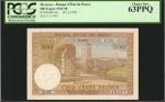 MOROCCO. Banque dEtat du Maroc. 500 Francs, 1949-58. P-46. PCGS Currency Choice New 63 PPQ.