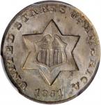 1851-O Silver Three-Cent Piece. MS-64+ (PCGS). CAC.