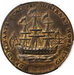 1778-1779 (ca. 1780)  Rhode Island Ship Medal. Betts-562, W-1730. Without Wreath Below Ship. Brass. 