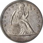 1854 Liberty Seated Silver Dollar. OC-1. Rarity-3+. Repunched Date. AU-50 (PCGS).