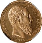 BELGIUM. 20 Francs, 1875. Brussels Mint. Leopold II. NGC MS-66.