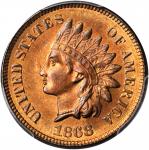 1868 Indian Cent. MS-66+ RB (PCGS). CAC. Gold Shield Holder.