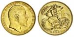 Edward VII (1901-1910), Half-Sovereign, 1910, bare head right, rev. St George and Dragon, edge mille
