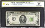 Fr. 2152-B*. 1934 $100 Federal Reserve Star Note. New York. PCGS Banknote Very Fine 25.