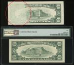 1990与1995年美国联邦储备劵一圆，其中一枚为漏印错体票，均AU-PMG50EPQ（2）