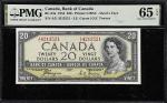 CANADA. Lot of (2). Bank of Canada. 20 Dollars, 1954. BC-33a. Consecutive. PMG Gem Uncirculated 65 E