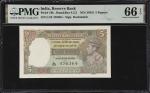 1943年印度储备银行5卢比。两张连号。INDIA. Lot of (2) Reserve Bank of India. 5 Rupees, ND (1943). P-18b. Consecutive