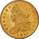 1811 Capped Bust Left Half Eagle. Bass Dannreuther-2. Small 5. Rarity-3. Mint State-64+ (PCGS).