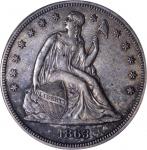 1863 Liberty Seated Silver Dollar. AU-55 (ICG).