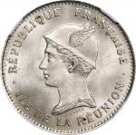 1896年50分。巴黎造币厂。REUNION. 50 Centimes, 1896. Paris Mint. NGC MS-66.