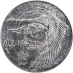 AUSTRALIA: AR dollar, 1967, Bruce-XM2, Andor Meszaros Series, swan on obverse, light mottled toning,