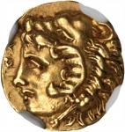 SICILY. Syracuse. Dionysios I, 406-367 B.C. AV 20 Litrae (1.15 gms), ca. 405-400 B.C. NGC AU, Strike