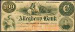 Pittsburgh, Pennsylvania. Allegheny Bank. July 1, 1856. $100. Fine.