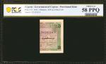 CYPRUS. Government of Cyprus. 3 Piastres, 1943. P-27. Provisional Issue. PCGS Banknote Choice About 