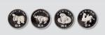 1990年中国出土文物青铜器精制纪念银币第一组四枚全
