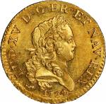 France. 1724-A Louis d’Or. Paris Mint. Gadoury-339, Breen-301. Type II, Long Palms. MS-62 (PCGS).