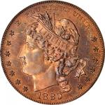 1880 Pattern Goloid Metric Dollar. Judd-1652, Pollock-1852. Rarity-6+. Copper. Reeded Edge. Proof-65
